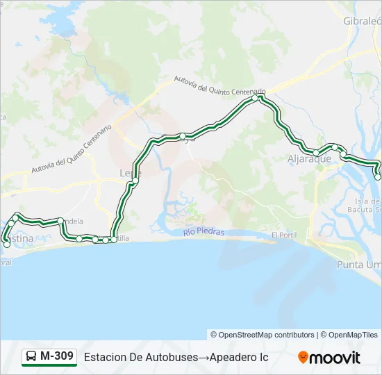 M-309 Bus Line Map