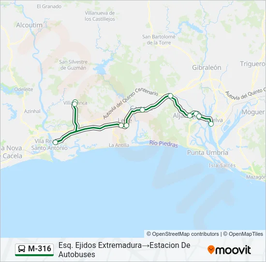 M-316 Bus Line Map