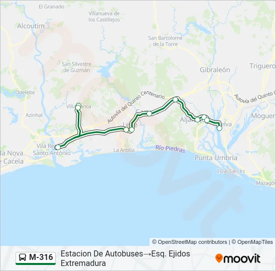 M-316 Bus Line Map