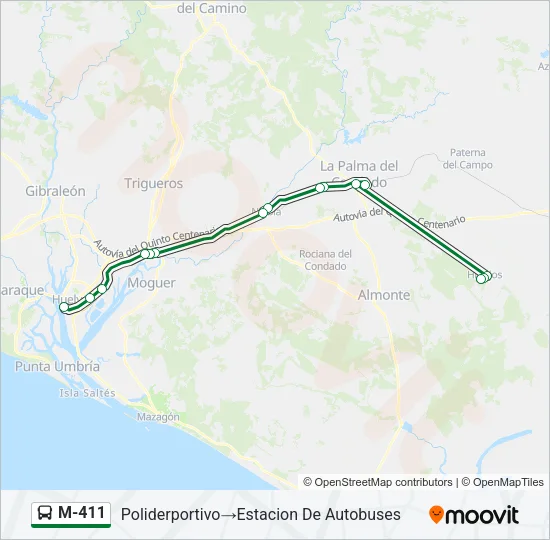 M-411 Bus Line Map