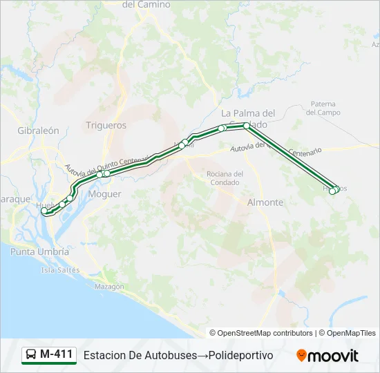 M-411 Bus Line Map
