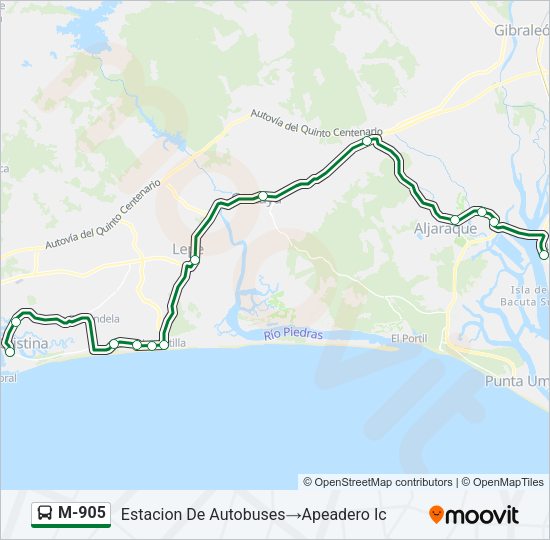 M-905 Bus Line Map