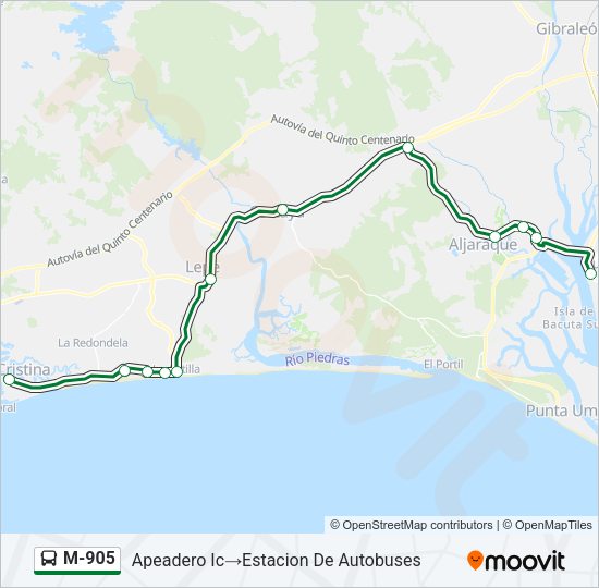 M-905 Bus Line Map
