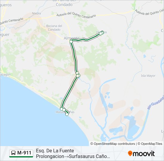 Mapa de M-911 de autobús