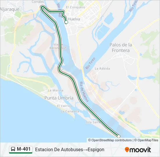M-401 Bus Line Map