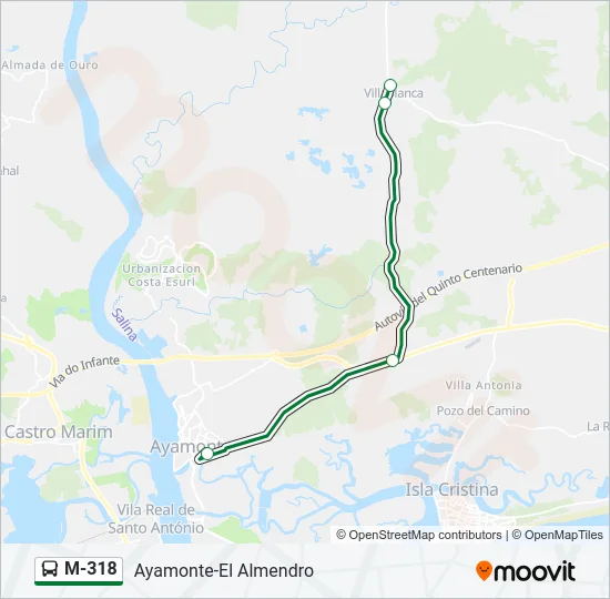 M-318 Bus Line Map