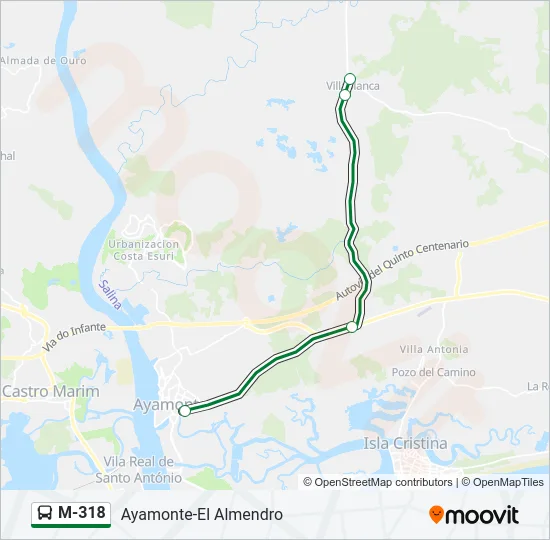 M-318 Bus Line Map