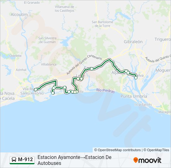 M-912 Bus Line Map