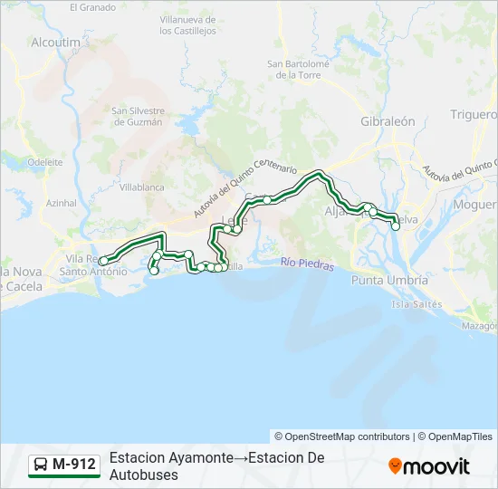 M-912 Bus Line Map