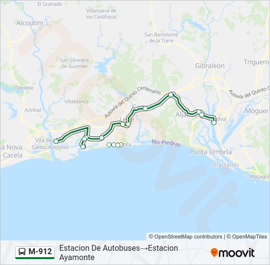 Mapa de M-912 de autobús