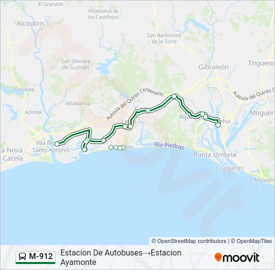 M-912 Bus Line Map