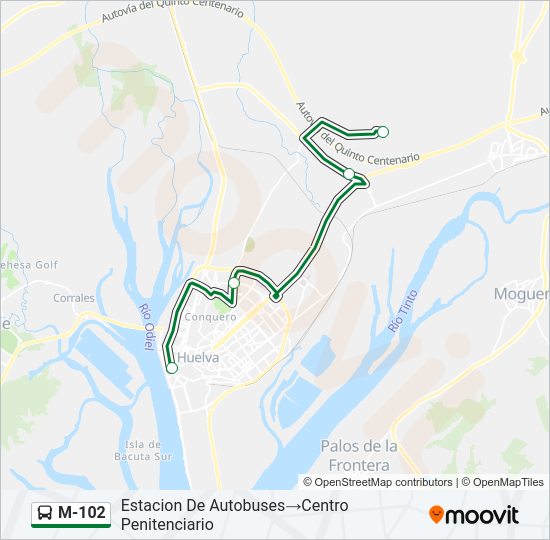 Mapa de M-102 de autobús