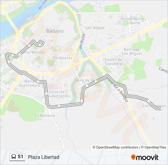 Mapa de S1 de autobús