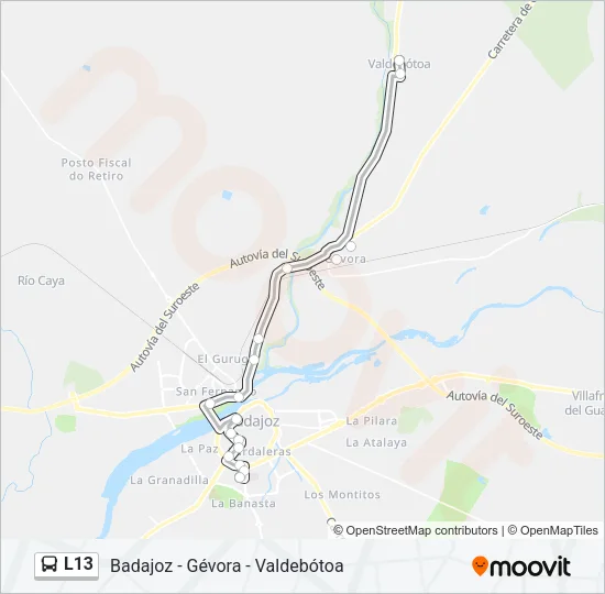 L13 Bus Line Map