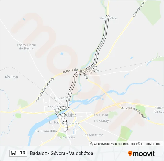 L13 Bus Line Map