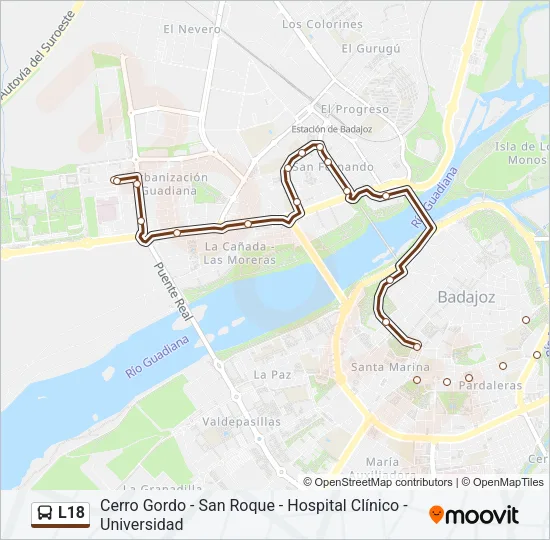 L18 Bus Line Map