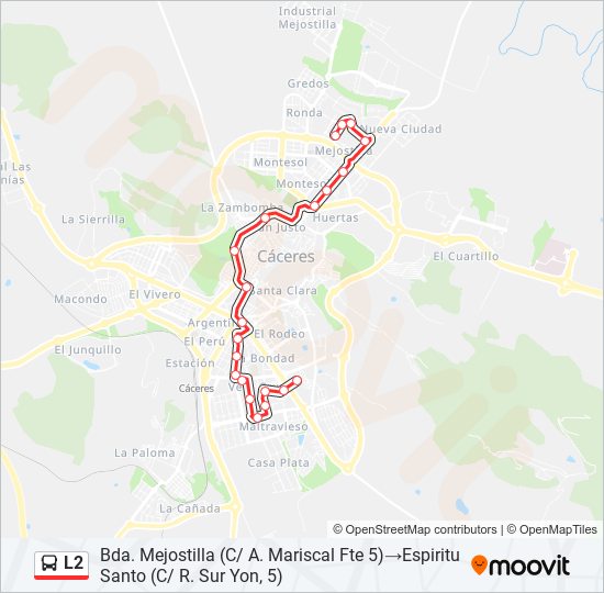 Mapa de L2 de autobús