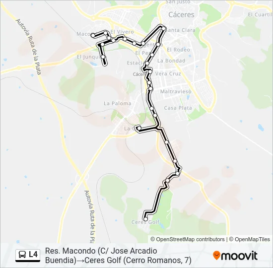 L4 bus Mapa de línia