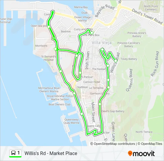 1 Bus Line Map