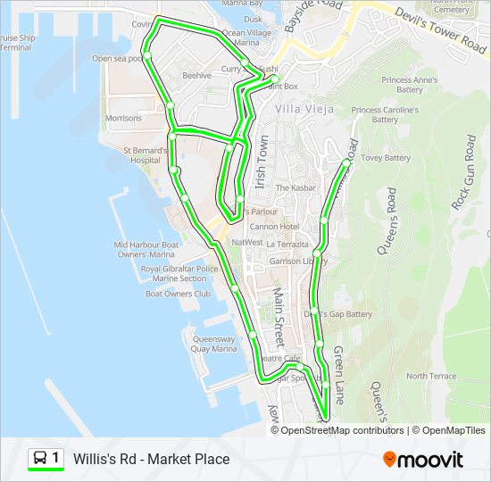 Mapa de 1 de autobús