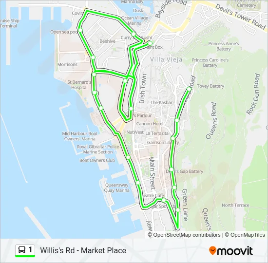 1 Bus Line Map