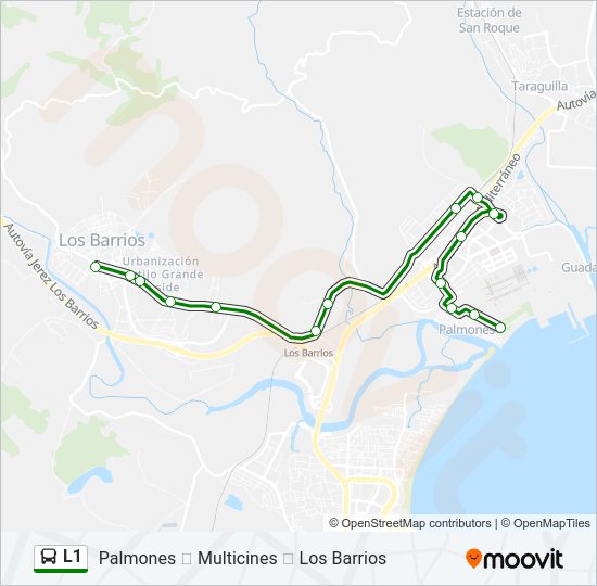 Mapa de L1 de autobús