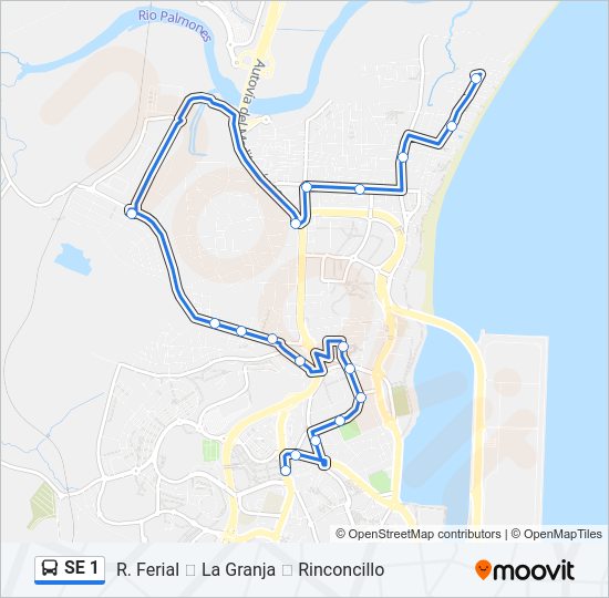 Mapa de SE 1 de autobús