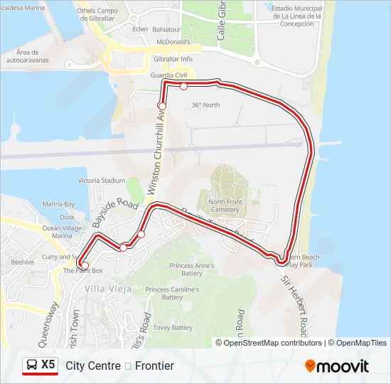 X5 Bus Line Map
