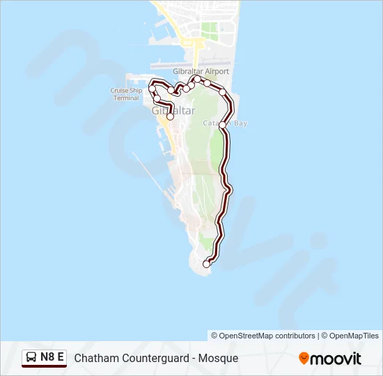 N8 E Bus Line Map