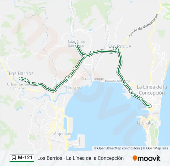 M-121 Bus Line Map