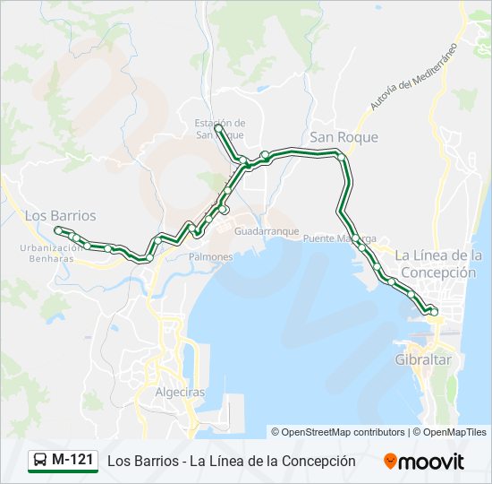 Mapa de M-121 de autobús