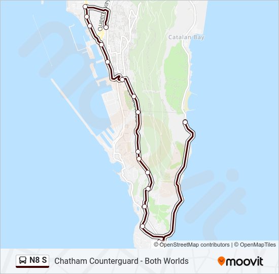 Mapa de N8 S de autobús