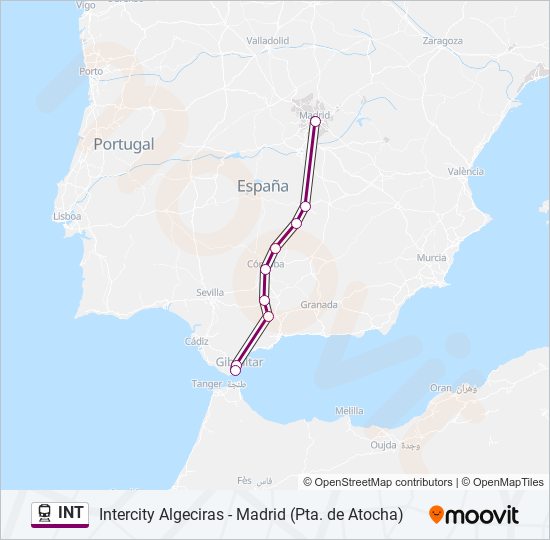 INT train Line Map