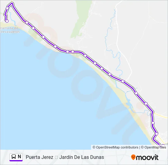 N Bus Line Map