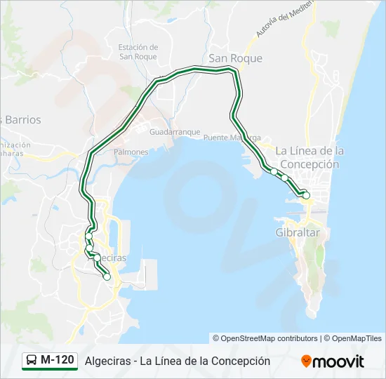 M-120 bus Mapa de línia
