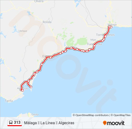 Mapa de 313 de autobús