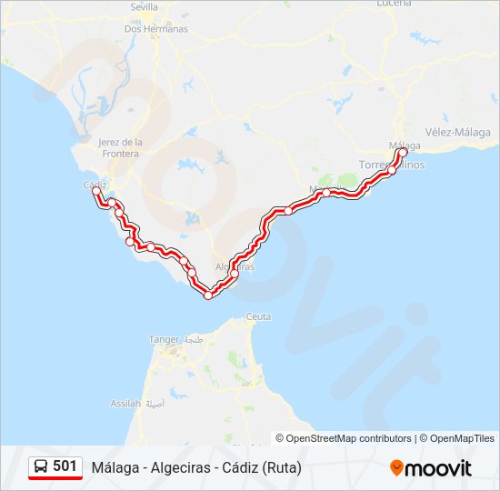 Mapa de 501 de autobús