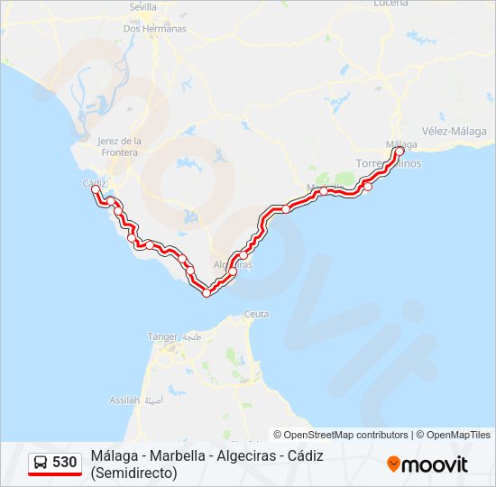 Mapa de 530 de autobús
