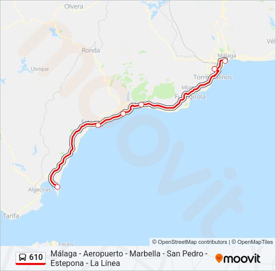 Mapa de 610 de autobús