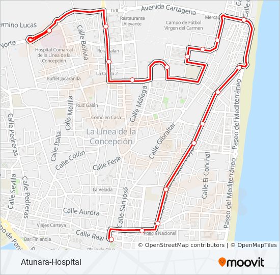 Mapa de LC-1 de autobús Mapa de LC-1 de autobús