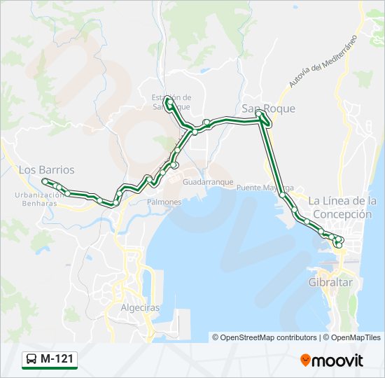 M-121 bus Mapa de línia