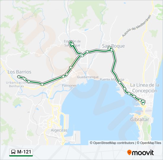 Mapa de M-121 de autobús