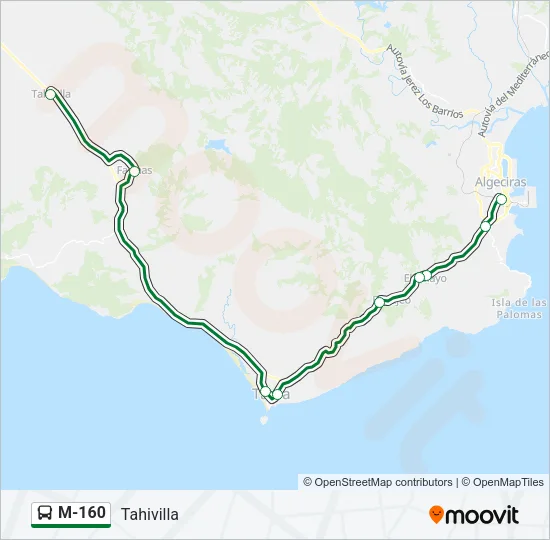 M-160 bus Mapa de línia