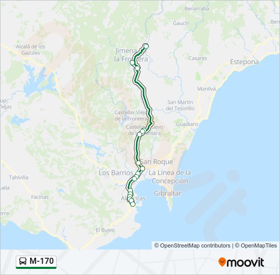 Mapa de M-170 de autobús