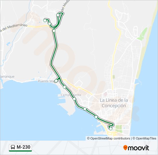 Mapa de M-230 de autobús