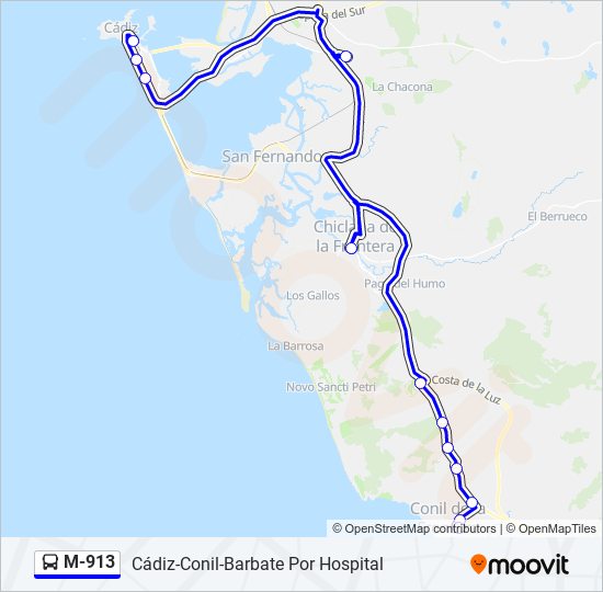 m913 Route: Schedules, Stops & Maps - Estación de Autobuses Cádiz (Updated)