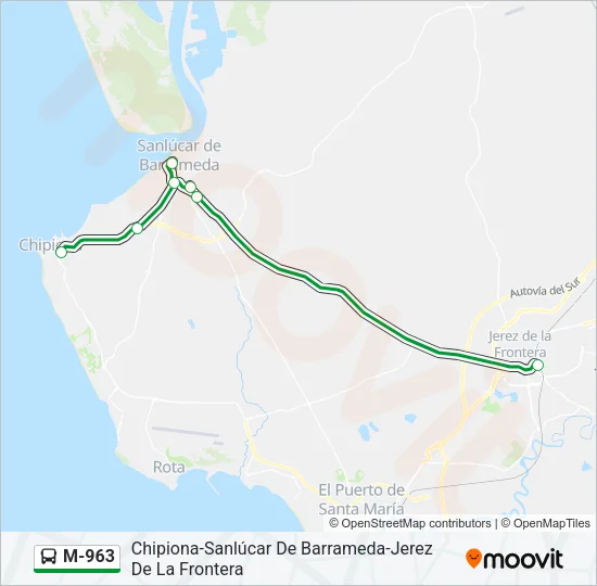 M-963 Bus Line Map