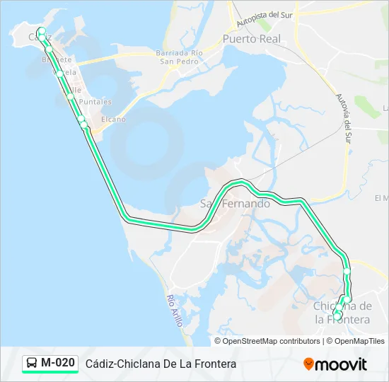 M-020 Bus Line Map