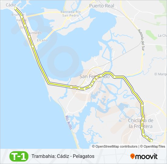 Mapa de T1 de tren