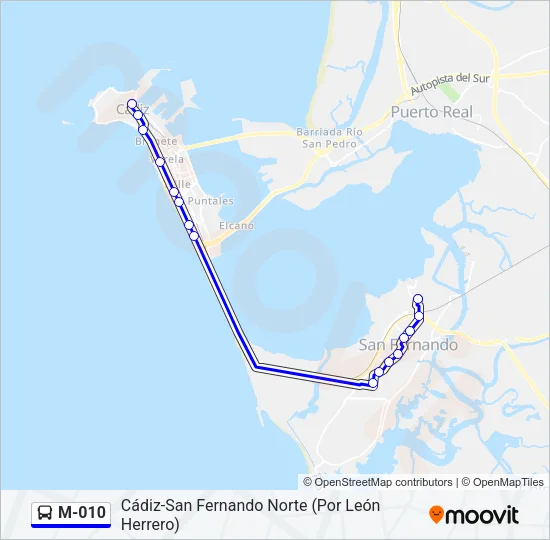 M-010 Bus Line Map